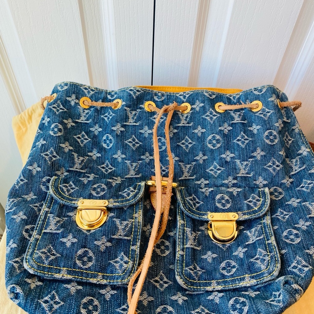Louis Vuitton Denim Monogram Backpack with Tan Leather Accents - Picture 15 of 15